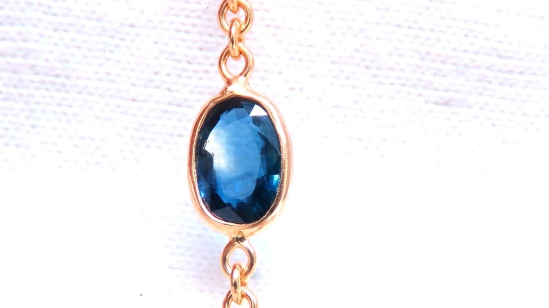 15ct Natural Sapphire Aquamarine Amethyst Yard Necklace 14kt Gold ** - 4