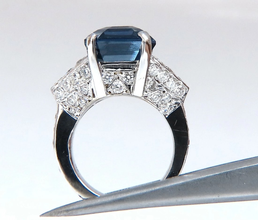 GIA Certified 13.33ct Natural No Heat Sapphire Diamond Ring Unheated 14kt *v - 7