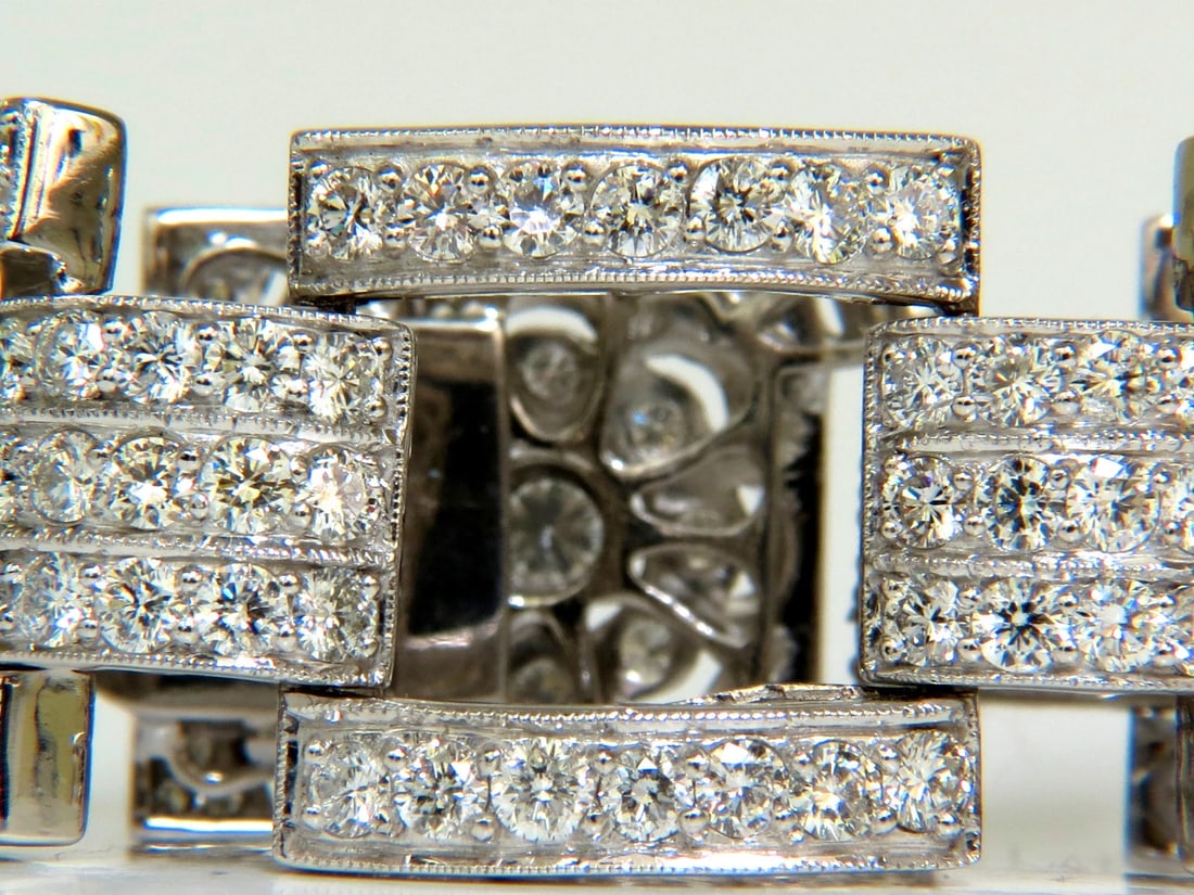 Magnificent 20ct Natural Round Diamonds Wide Cuff Link Bracelet 18kt** - 3