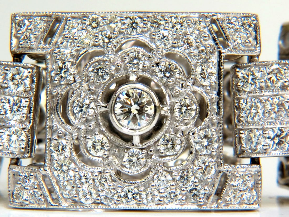 Magnificent 20ct Natural Round Diamonds Wide Cuff Link Bracelet 18kt** - 4