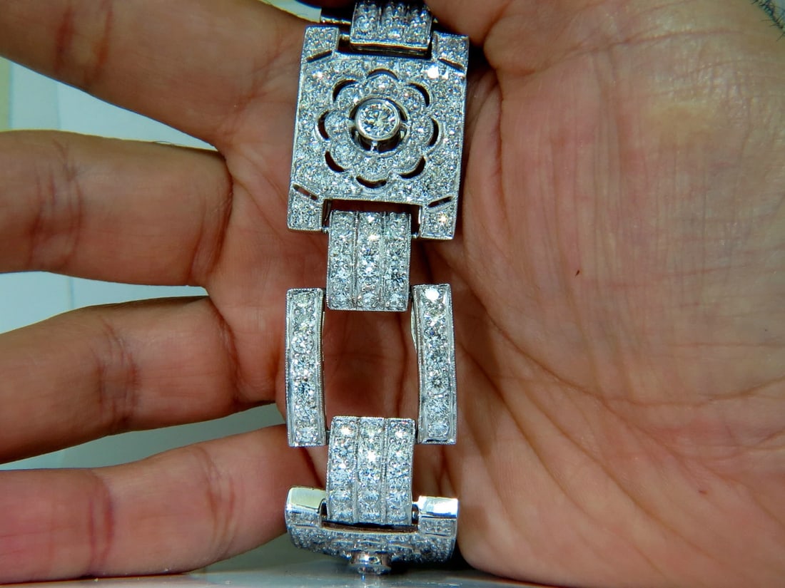 Magnificent 20ct Natural Round Diamonds Wide Cuff Link Bracelet 18kt** - 7
