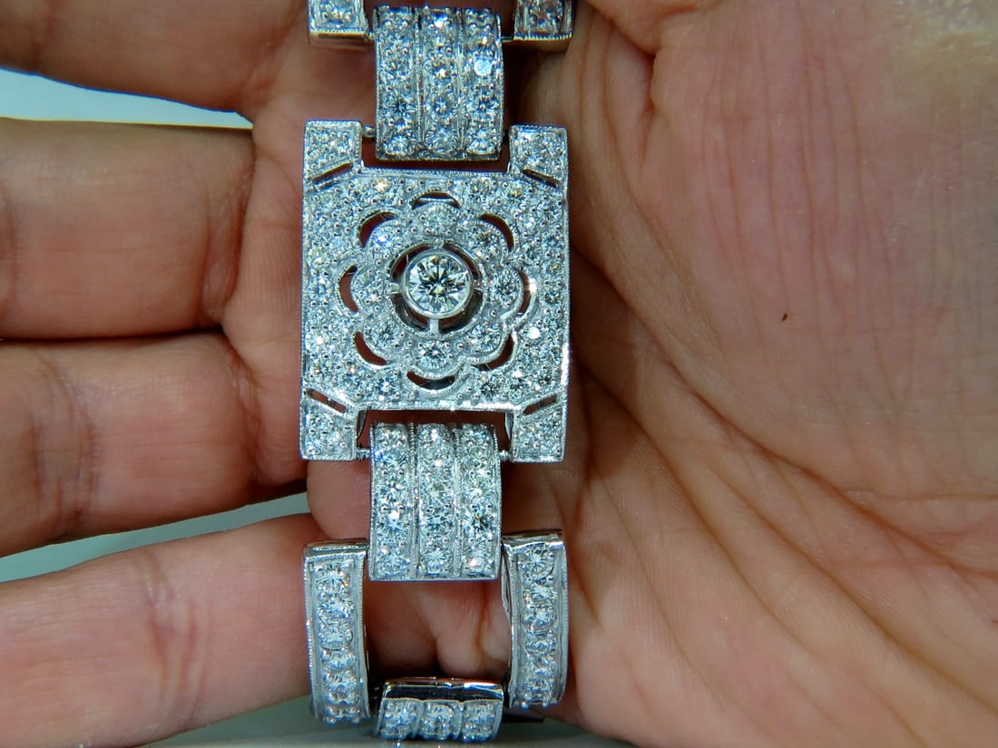 Magnificent 20ct Natural Round Diamonds Wide Cuff Link Bracelet 18kt** - 8