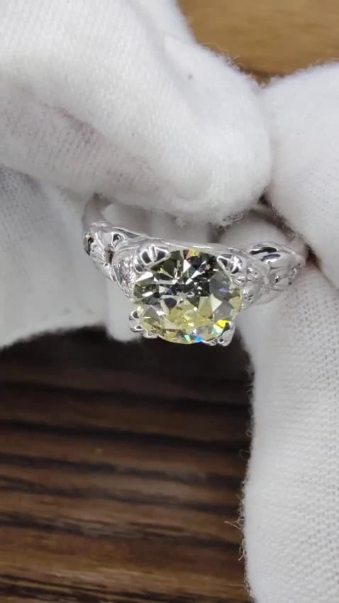 1.33ct vintage class old mine cut natural diamond engagement ring platinum *v - 2