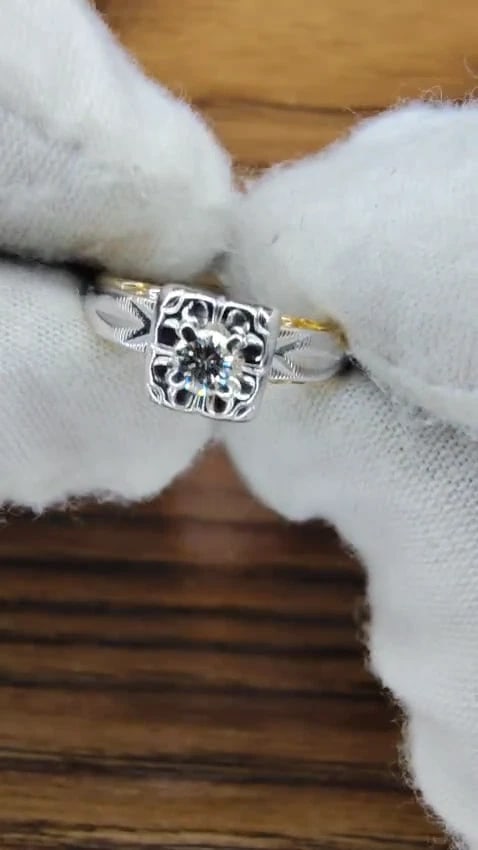 .15ct Natural Diamond Vintage Solitaire Ring 14kt gold *v - 2