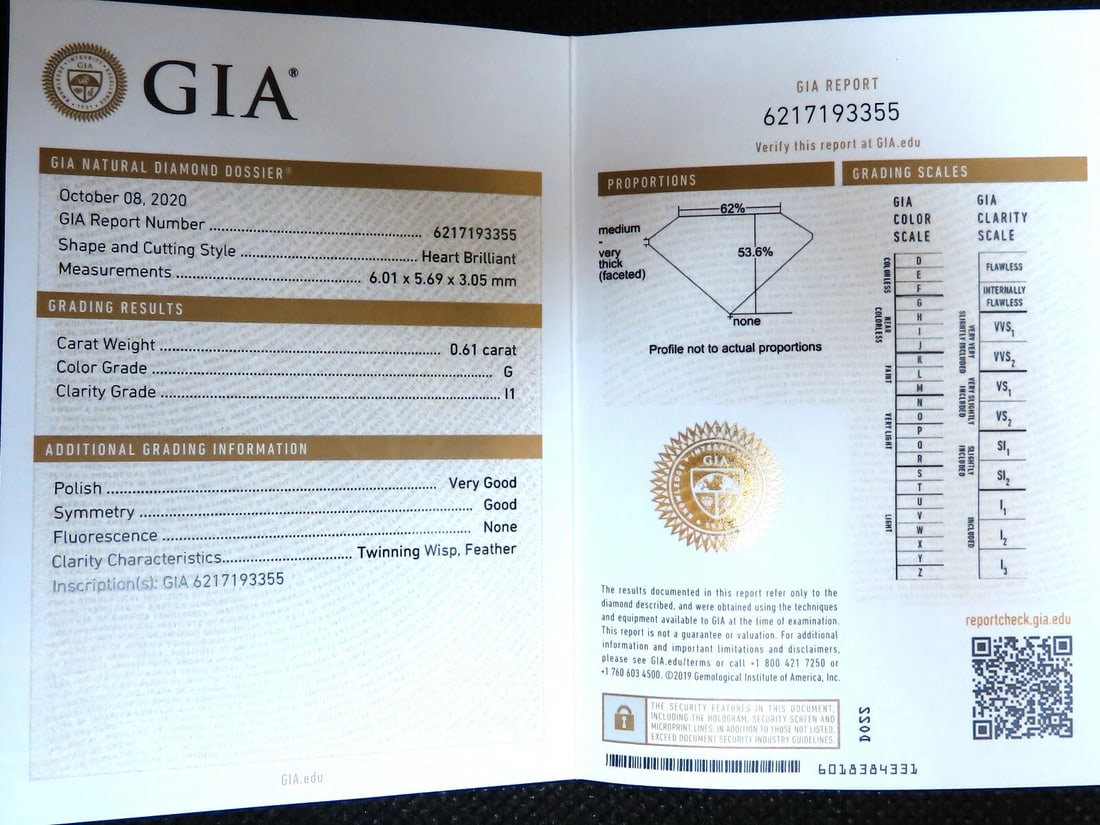 GIA certified .61ct Natural Heart Diamond Ring 14kt Classic G/I1 *v - 10