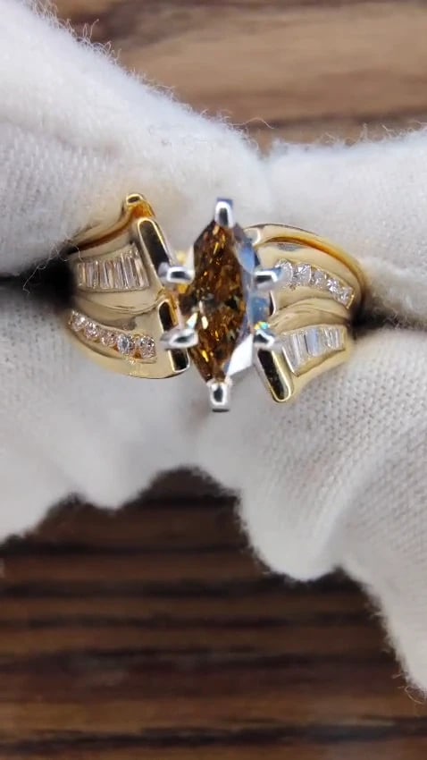 .90ct Natural Fancy Color Yellow Brown Diamond Ring 14kt *v - 2