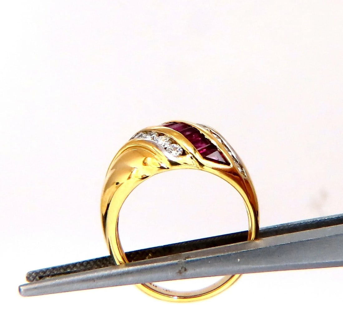 1.50ct natural rubies and diamonds band ring channel wave 14kt ** - 2