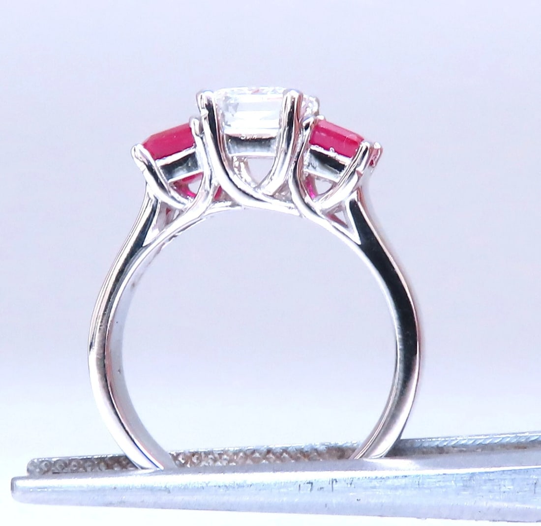 White Natural Sapphire & Ruby Ring Platinum *v - 5