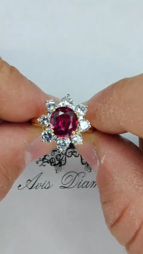 GIA Certified 3.20ct No Heat Red Natural Ruby Diamonds ring 14 Karat *v - 2