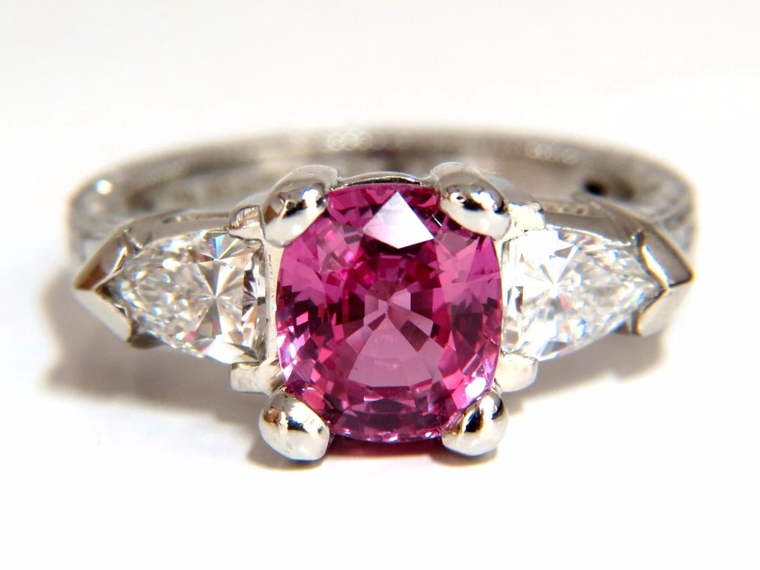 AGL Certified Natural Pink Sapphire diamond ring platinum arthritis knuckle *v - 4
