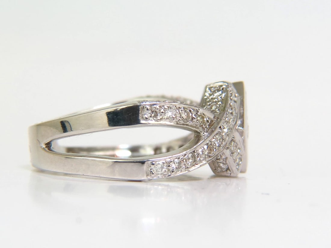 1.00CT NATURAL PRINCESS CLUSTER & ROUNDS CROSSOVER RING SPLIT SHANK 18KT*v - 4