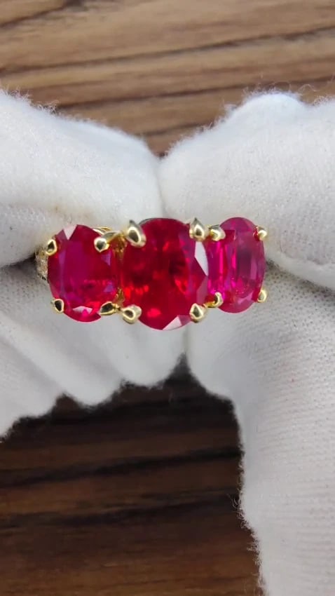 GIA Certified 4.94ct natural vivid red Burma ruby diamonds ring 18kt*v - 2