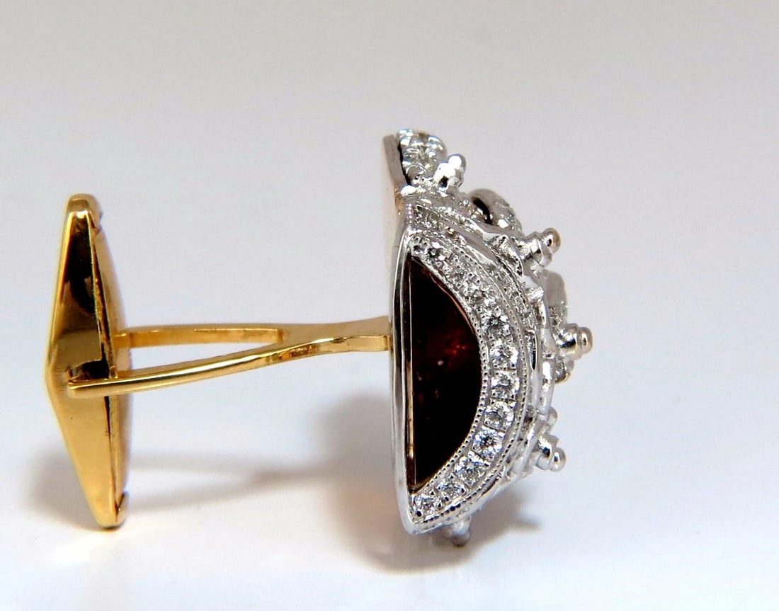 Posh Britt 3D Royal Crown 6.00ct. Diamonds Cufflinks 18Kt Kingship** - 5