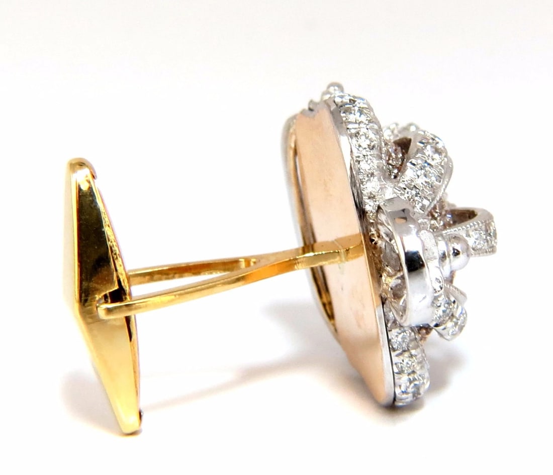 Posh Britt 3D Royal Crown 6.00ct. Diamonds Cufflinks 18Kt Kingship** - 6