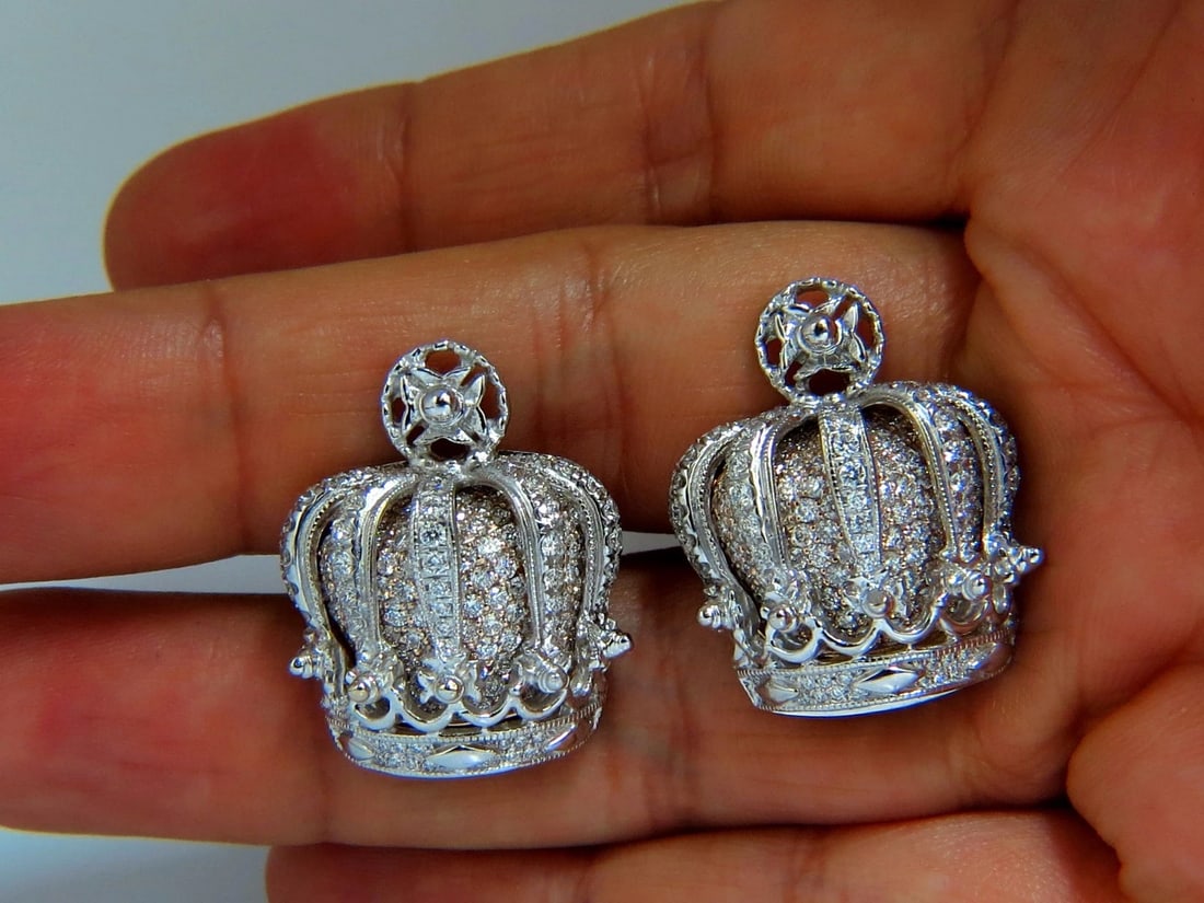 Posh Britt 3D Royal Crown 6.00ct. Diamonds Cufflinks 18Kt Kingship** - 8