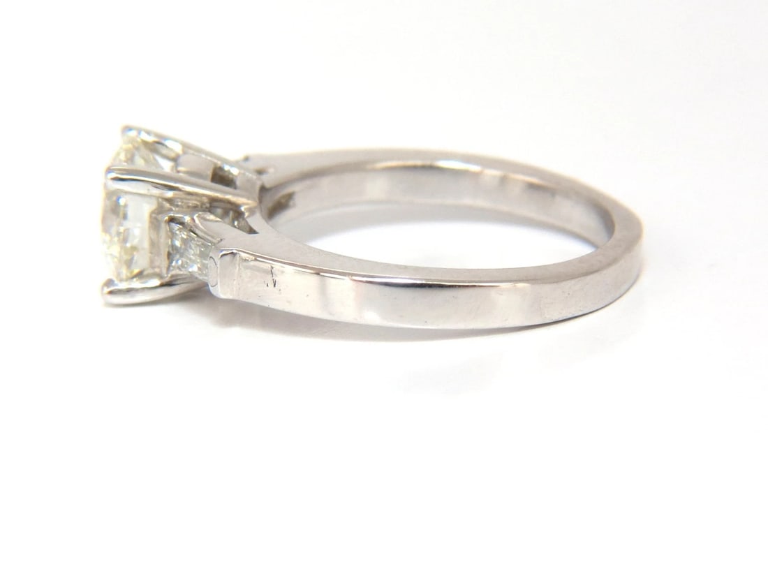 GIA 1.51ct. Round Brilliant Excellent cut diamond .30ct baguette ring Platinum*v - 3