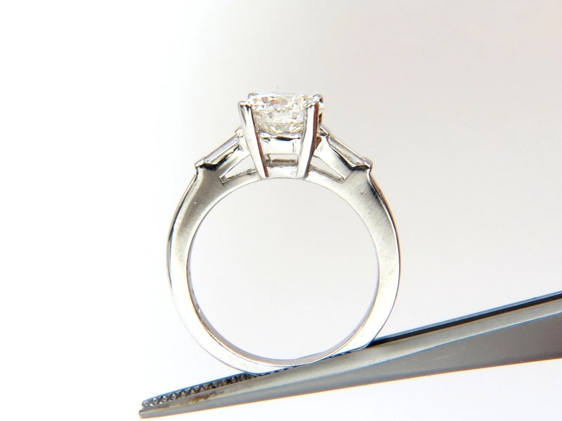 GIA 1.51ct. Round Brilliant Excellent cut diamond .30ct baguette ring Platinum*v - 6