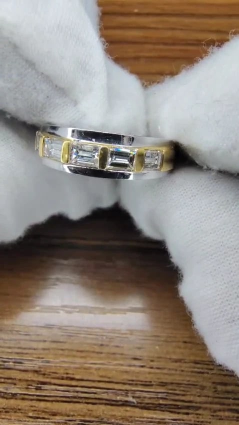 .86ct (5) natural baguette natural diamonds ring band 18kt *v - 2