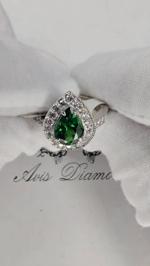 2.56CT NATURAL BRIGHT FINE GEM GREEN TSAVORITE DIAMOND RING 14KT *v - 2