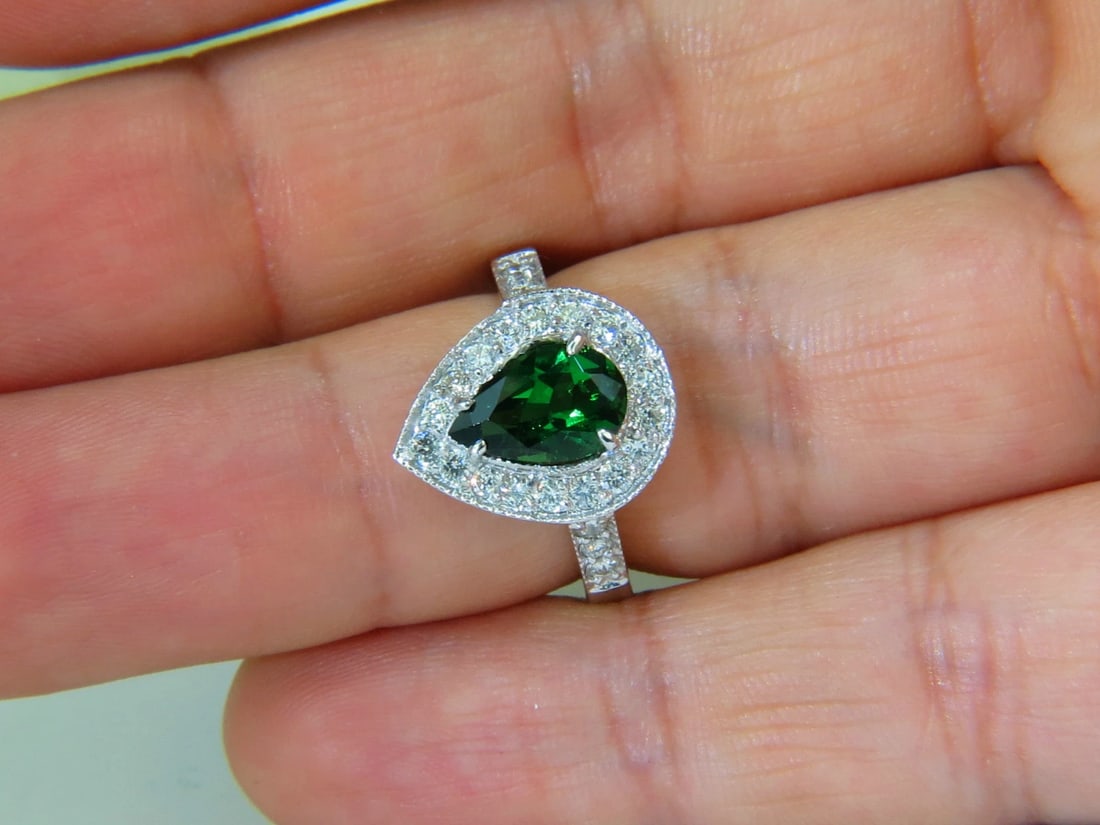 2.56CT NATURAL BRIGHT FINE GEM GREEN TSAVORITE DIAMOND RING 14KT *v - 9