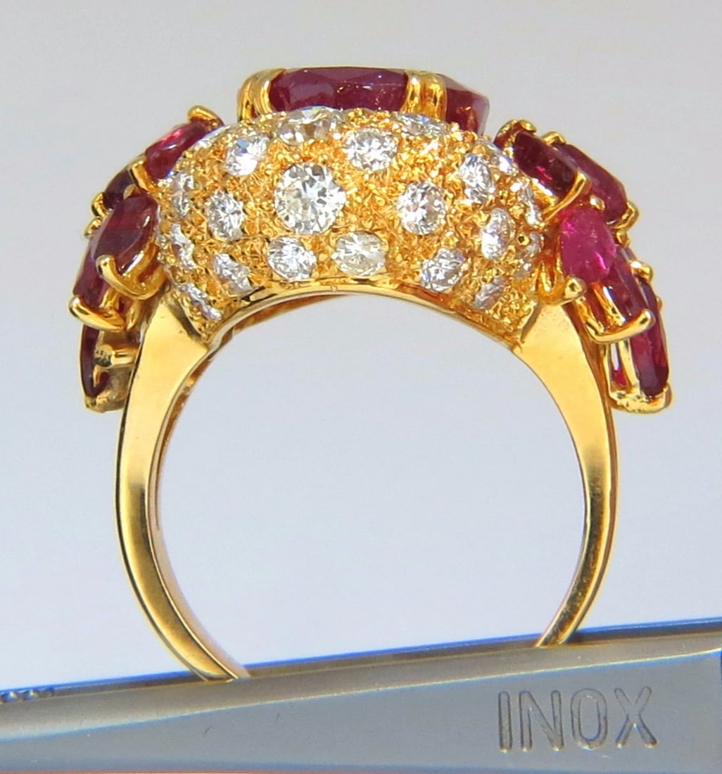 11.00CT NATURAL OVAL RED RUBY DIAMONDS COCKTAIL RING 14KT *v - 5