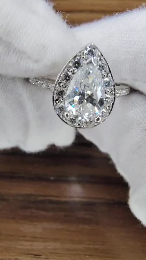 GIA Certified 1.15ct Pear Shape diamond ring 1.00ct. round accents platinum *v - 2