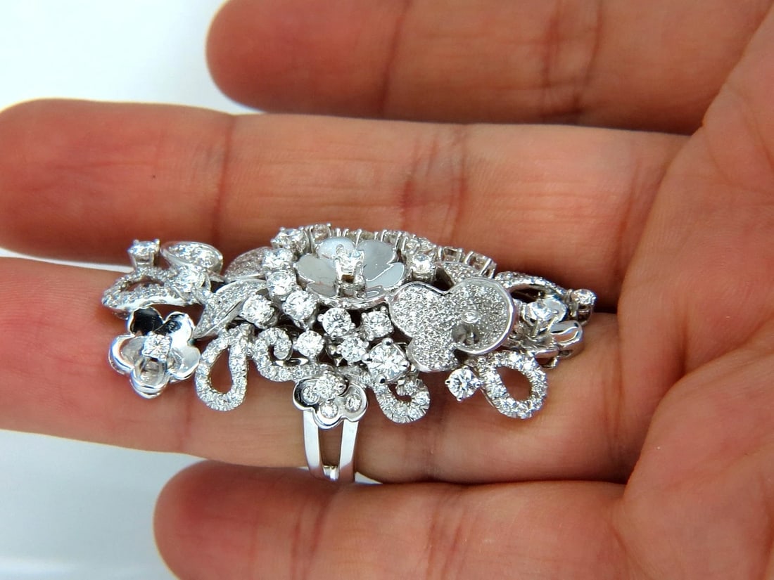 4.00CT NATURAL DIAMONDS FLORAL COCKTAIL VINE 3D DECO RING 18KT *v - 10
