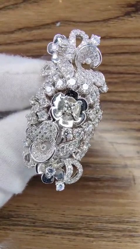 4.00CT NATURAL DIAMONDS FLORAL COCKTAIL VINE 3D DECO RING 18KT *v - 2