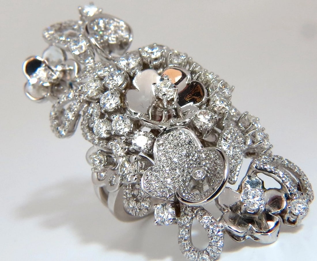 4.00CT NATURAL DIAMONDS FLORAL COCKTAIL VINE 3D DECO RING 18KT *v - 3