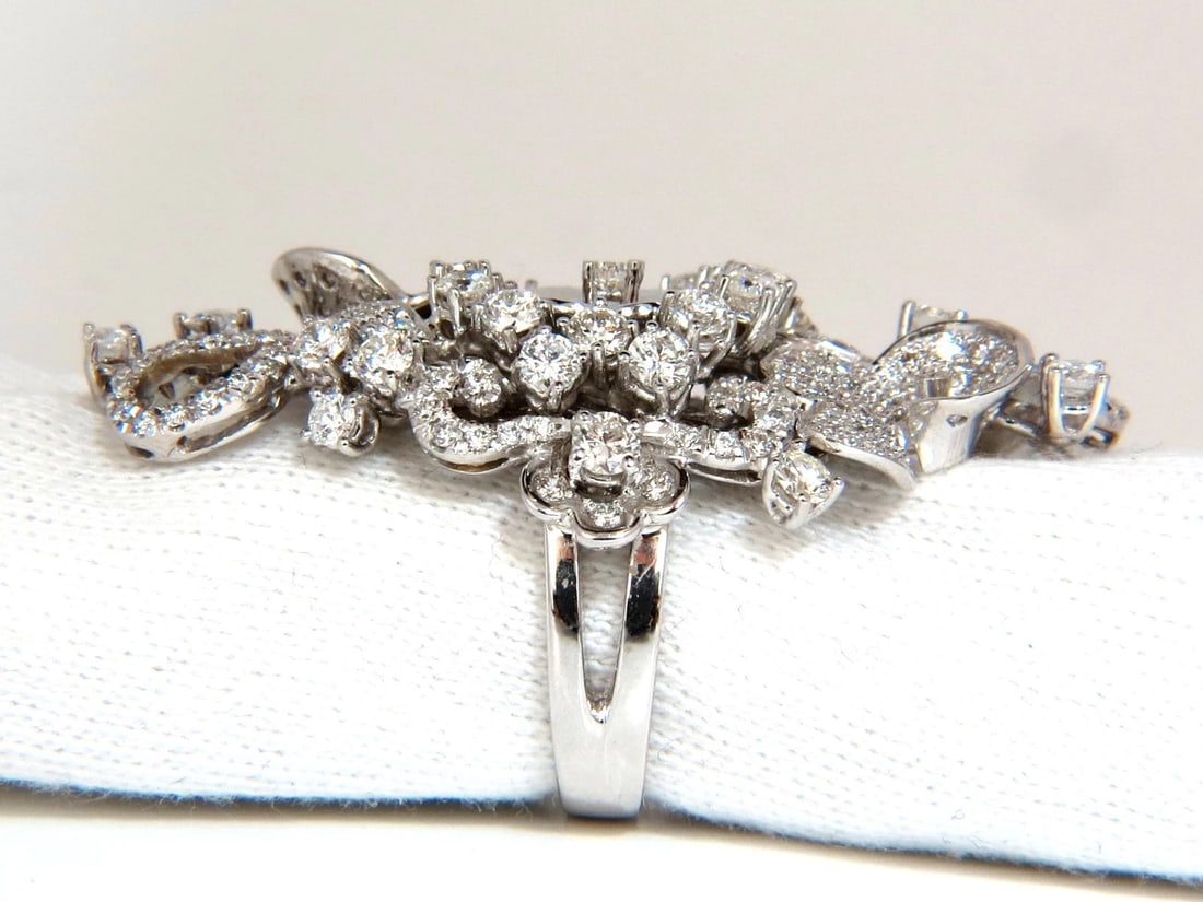 4.00CT NATURAL DIAMONDS FLORAL COCKTAIL VINE 3D DECO RING 18KT *v - 5
