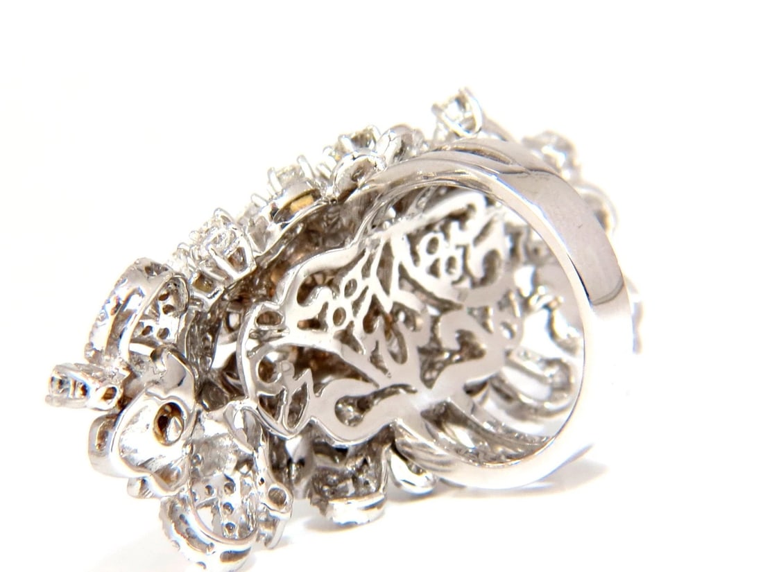 4.00CT NATURAL DIAMONDS FLORAL COCKTAIL VINE 3D DECO RING 18KT *v - 6