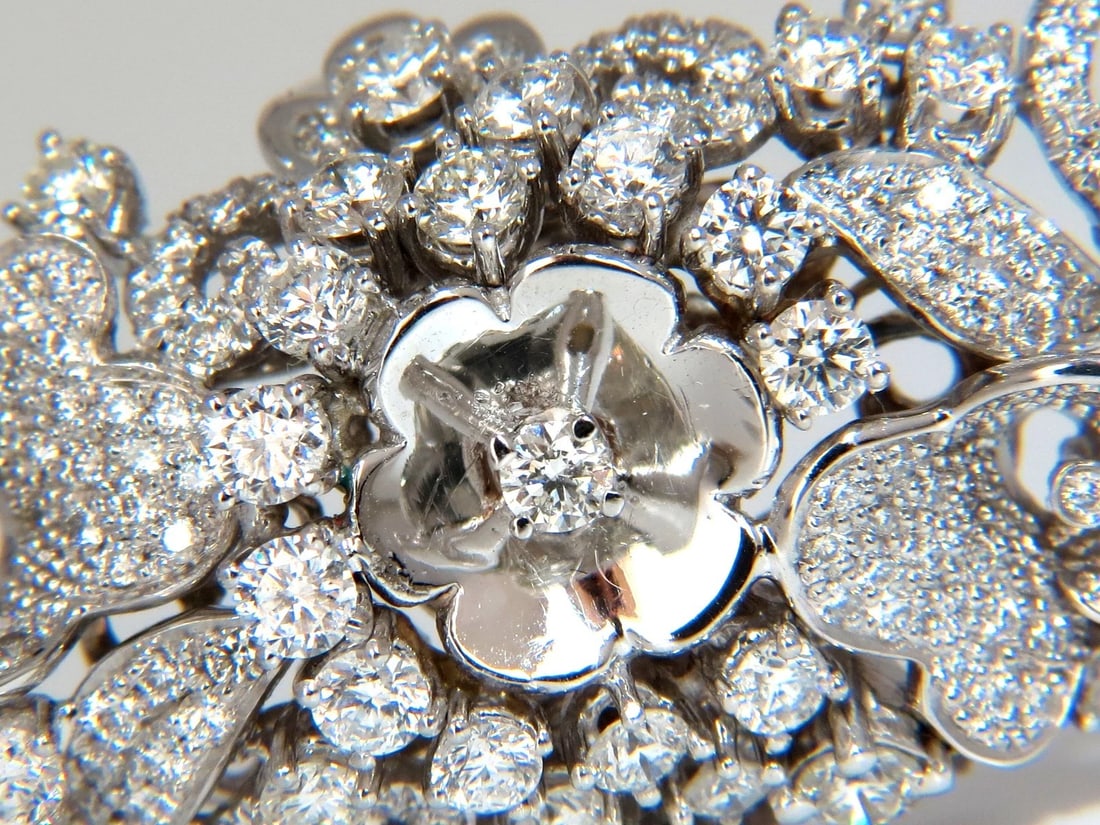 4.00CT NATURAL DIAMONDS FLORAL COCKTAIL VINE 3D DECO RING 18KT *v - 7
