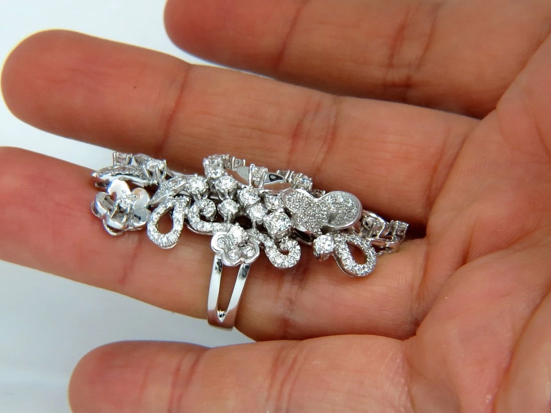 4.00CT NATURAL DIAMONDS FLORAL COCKTAIL VINE 3D DECO RING 18KT *v - 9