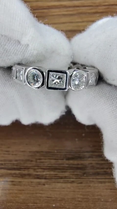 2.80CT NATURAL ROUNDS PRINCESS DIAMONDS ETERNITY BAND PLATINUM FLUSH DURABLE *v - 2