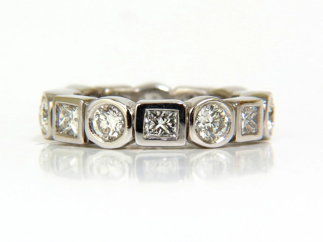 2.80CT NATURAL ROUNDS PRINCESS DIAMONDS ETERNITY BAND PLATINUM FLUSH DURABLE *v - 5