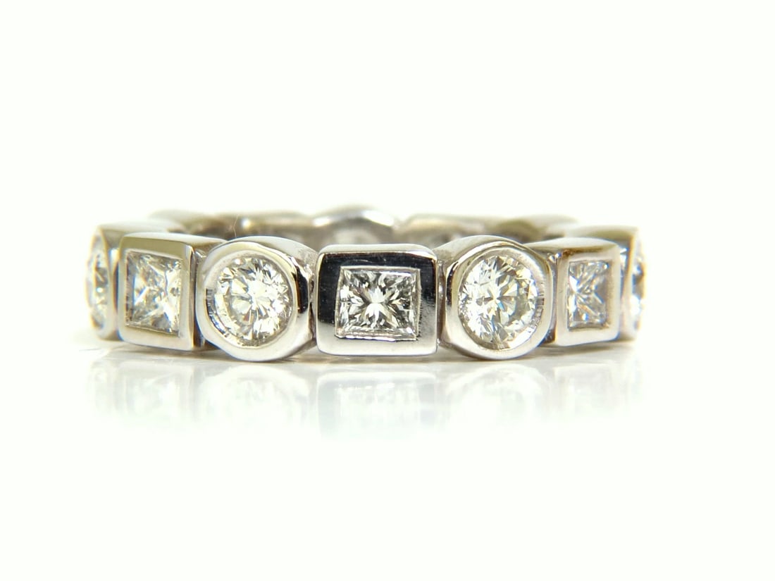 2.80CT NATURAL ROUNDS PRINCESS DIAMONDS ETERNITY BAND PLATINUM FLUSH DURABLE *v - 6