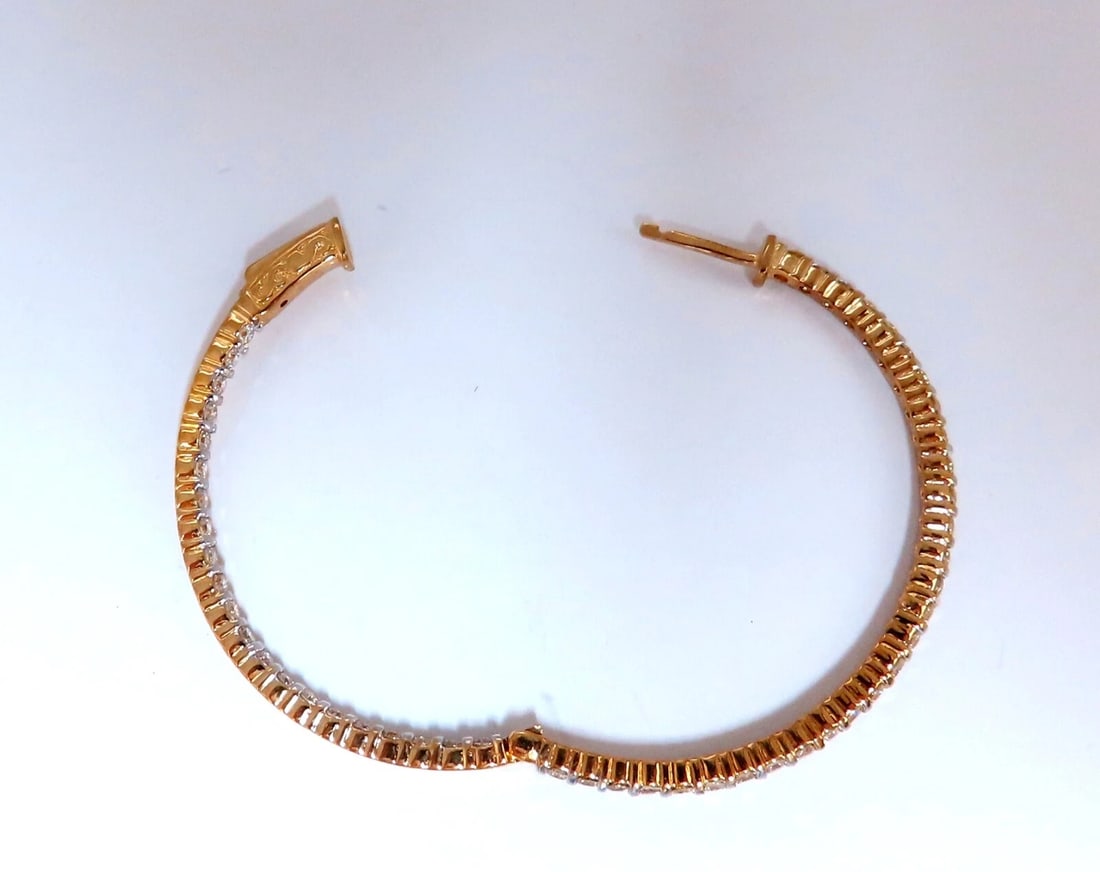 2.75ct Natural Round Diamond hoop earrings 14kt 1.6 inch single share prong** - 4