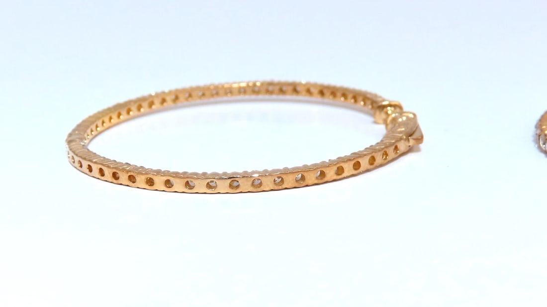 2.75ct Natural Round Diamond hoop earrings 14kt 1.6 inch single share prong** - 5