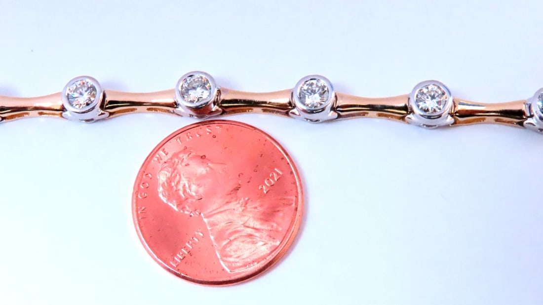 2.80ct Natural Diamonds Flush mount Tube Link Bracelet 14kt 12637** - 4