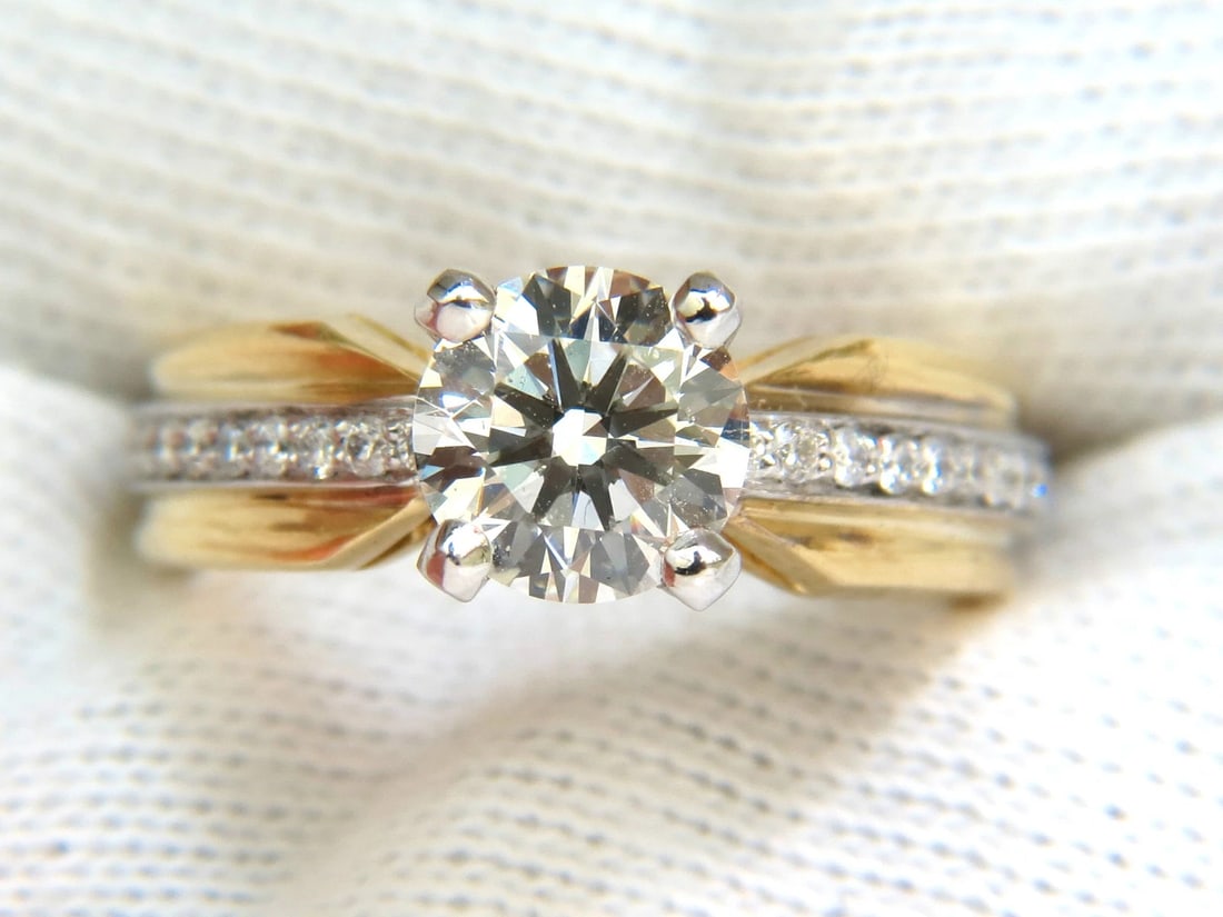 GIA CERTIFIED 1.26CT J/SI ROUND BRILLIANT DIAMOND BEAD SET PLATINUM 18KT RING *v - 10