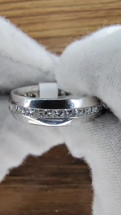 1.50ct Natural Princess cut diamonds eternity ring 14kt Comfort 5mm *v - 2