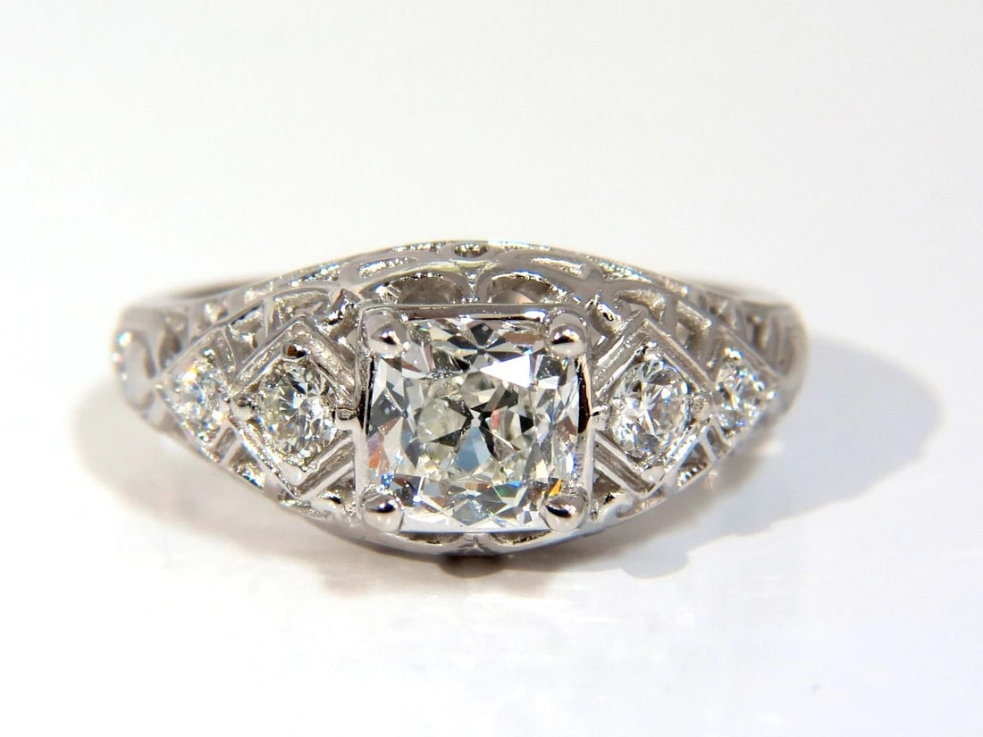GIA 1.04ct. Cushion Brilliant natural diamond ring G/ Si-1 Deco 14kt gold *v - 6