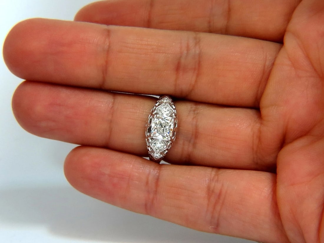 GIA 1.04ct. Cushion Brilliant natural diamond ring G/ Si-1 Deco 14kt gold *v - 7
