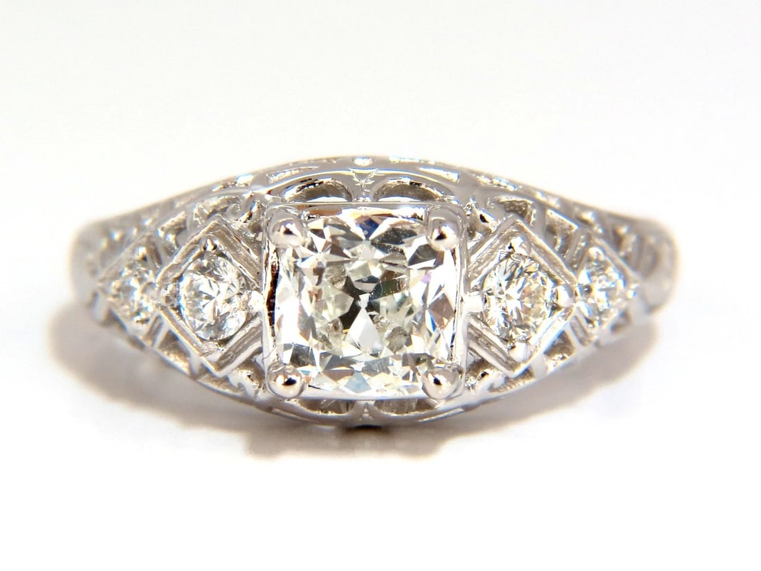 GIA 1.04ct. Cushion Brilliant natural diamond ring G/ Si-1 Deco 14kt gold *v - 9