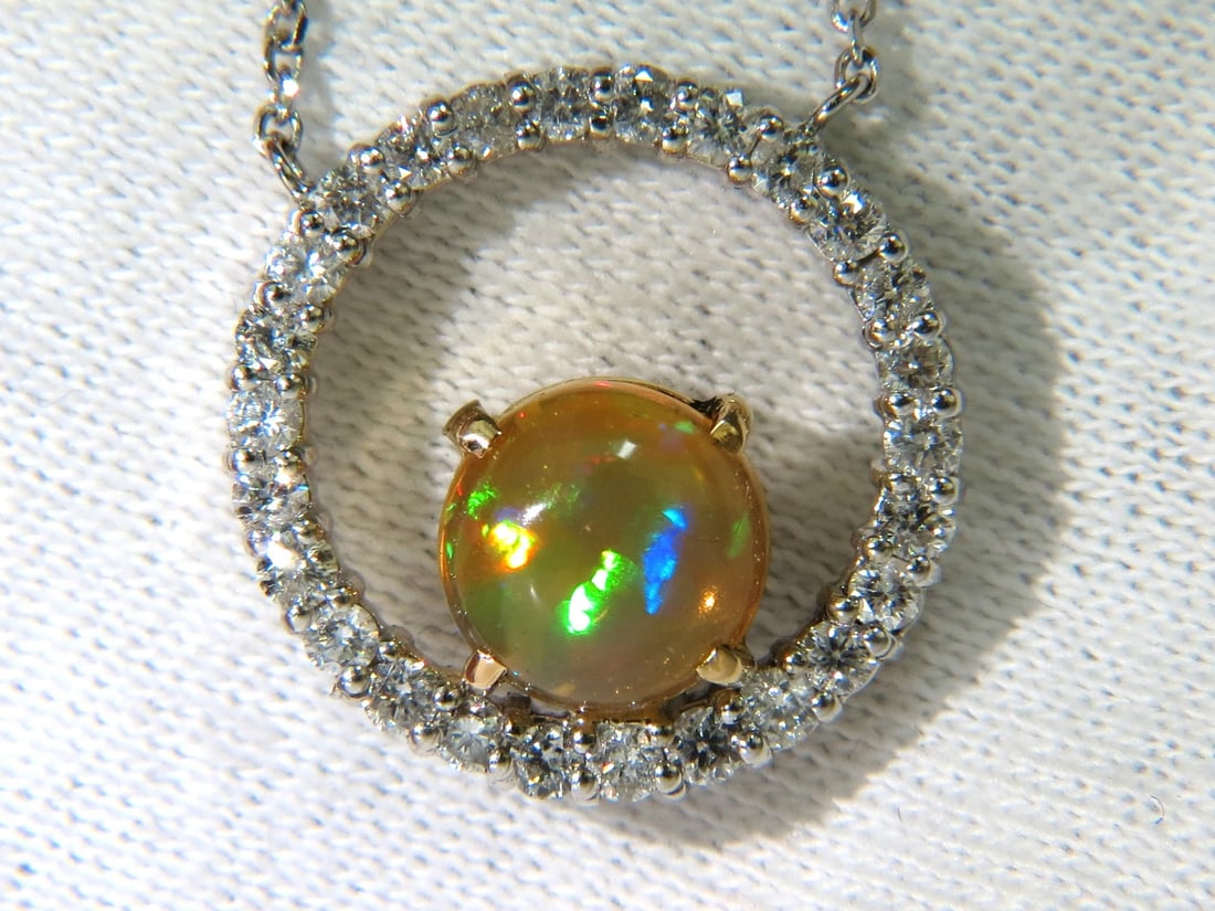 2.60CT NATURAL VIBRANT OPAL DIAMOND NECKLACE 14KT** - 7