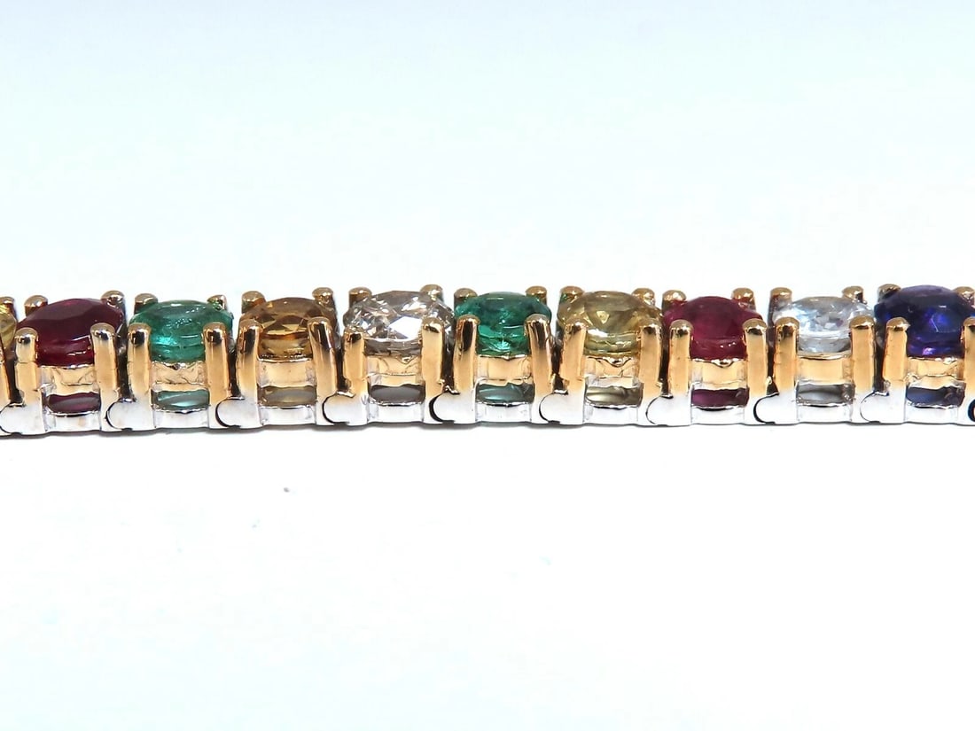 13.45Ct Natural Spinel Emerald Sapphire Ruby Amethyst Diamond Bracelet 14kt** - 3