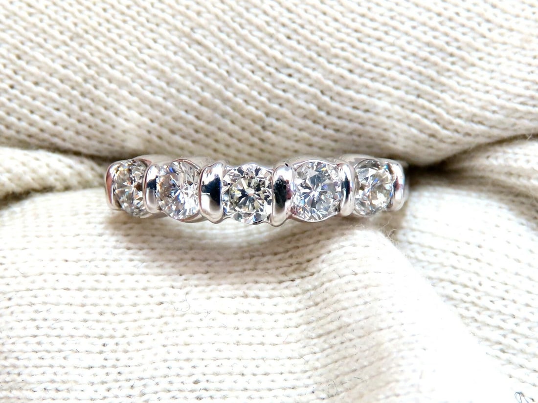 1.02ct Natural Round Diamonds Channel Band Platinum Ring *v - 5
