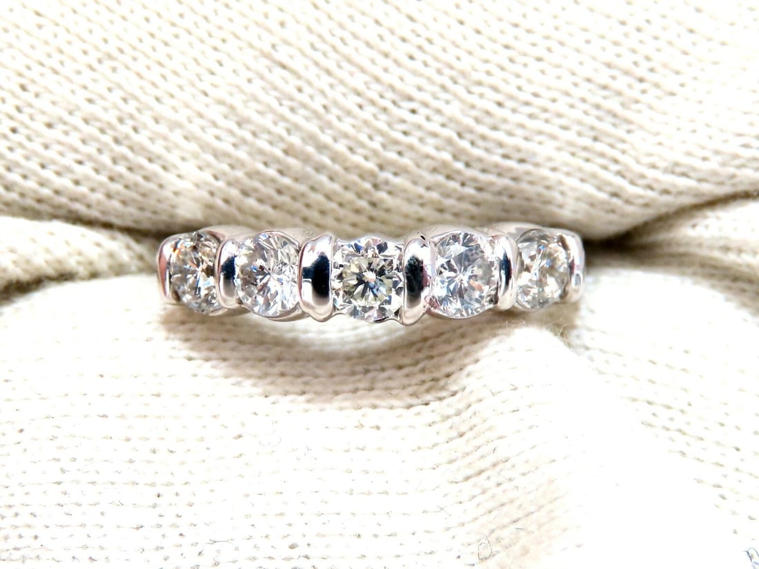 1.02ct Natural Round Diamonds Channel Band Platinum Ring *v - 6