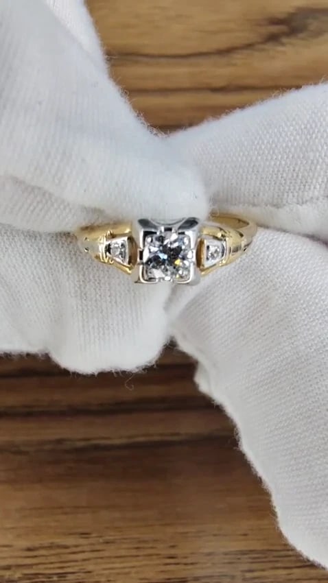 .30ct Vintage Old Miner Diamond Solitaire Ring 14kt *v - 2