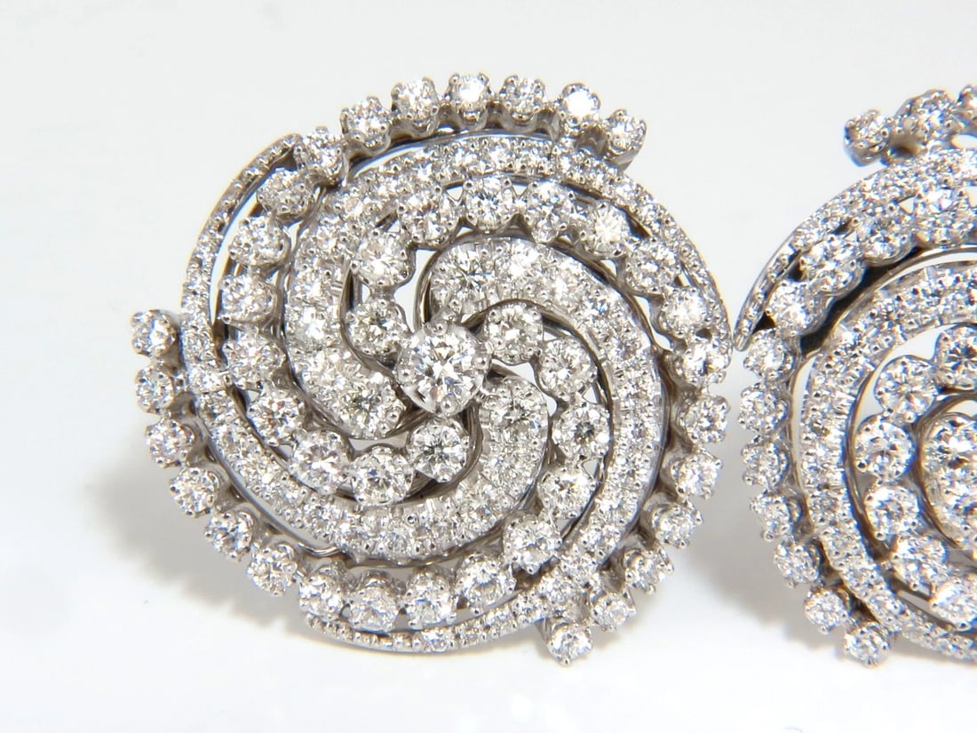 4.25CT SPIRAL KALEIDOSCOPE CIRCULAR ROTARY TWIST 18KT DIAMONDS EARRINGS** - 2